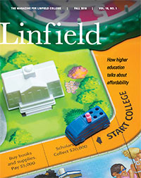 Cover of the Linfield Magazine Fall 2108 cover.