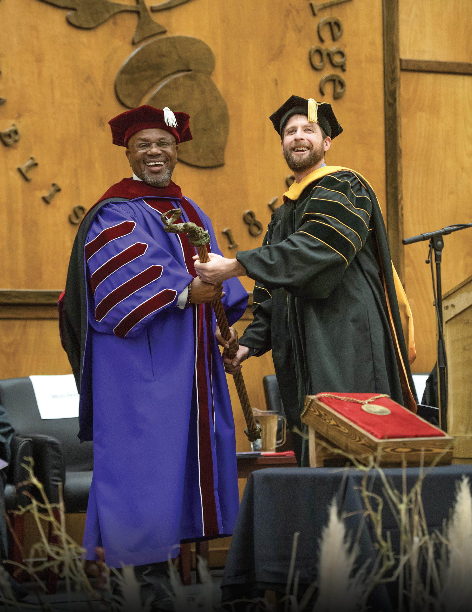 President Miles Davis and Professor John Syring