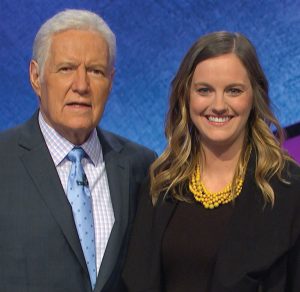 Heather Nelson '09 with Jeopardy's Alex Trebek