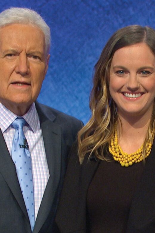 Heather Nelson '09 with Jeopardy's Alex Trebek