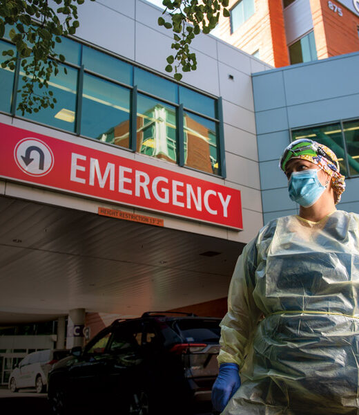 Mindy Close in PPE outside of the emergency room at Salem Health