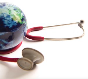 a stethoscope wrapped around a small globe