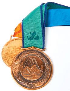 Butcher's Oympic bronze medals from the 2000 and 2004 Paralympic Games.