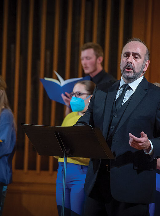 Anton Belov singing at Linfield's Unite for Ukraine benefit concert