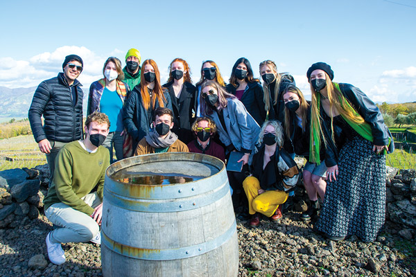 Linfield students at Tascante winery in Italy