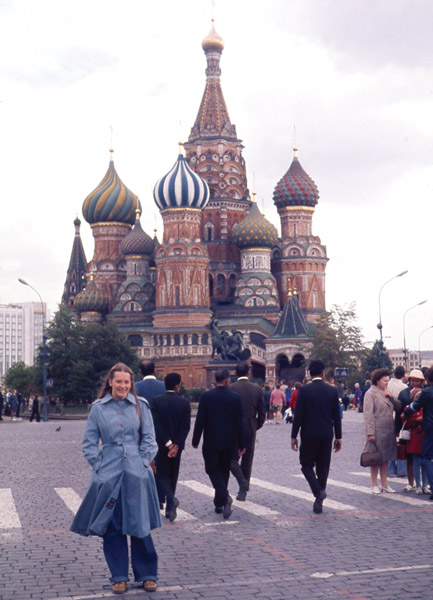 Dawn Nowacki standing in front of St. Basil's