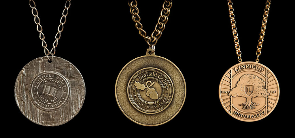 Linfield's three presidential medallions