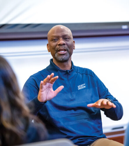 Damian Williams teaching in class.