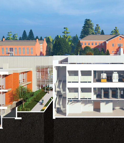 An illustration of the new Linfield University Science Complex.