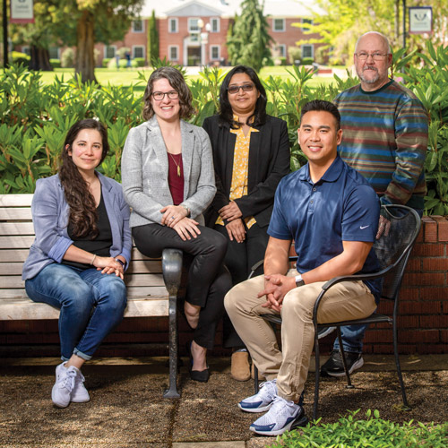 Portrait of Yanna Weisberg, Rachel Norman, Sreerupa Ray, Cisco Reyes and Chris Dahlvig.