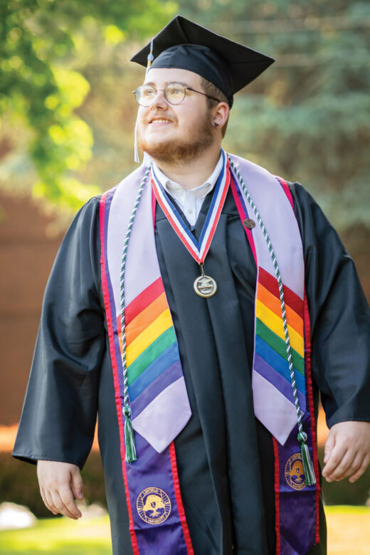 Linfield student at graduation.