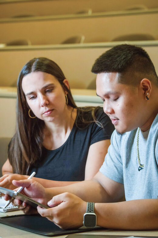 Linfield nursing students studying in classroom.