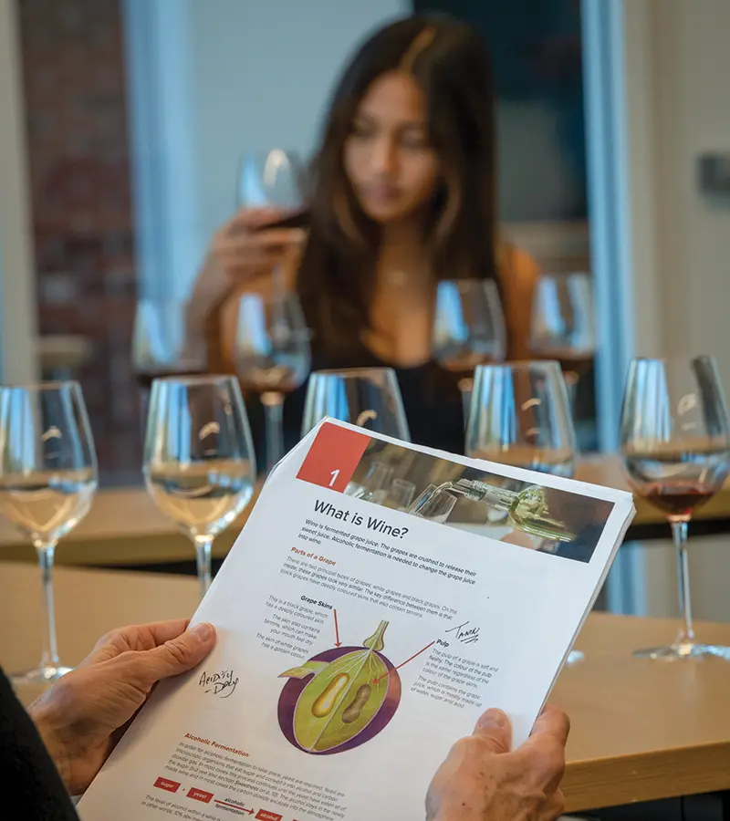 two students attending a WSET class.