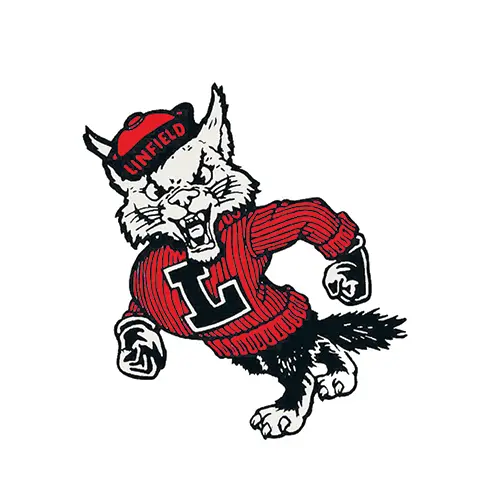 cartoon drawing of a Wildcat in a red sweater